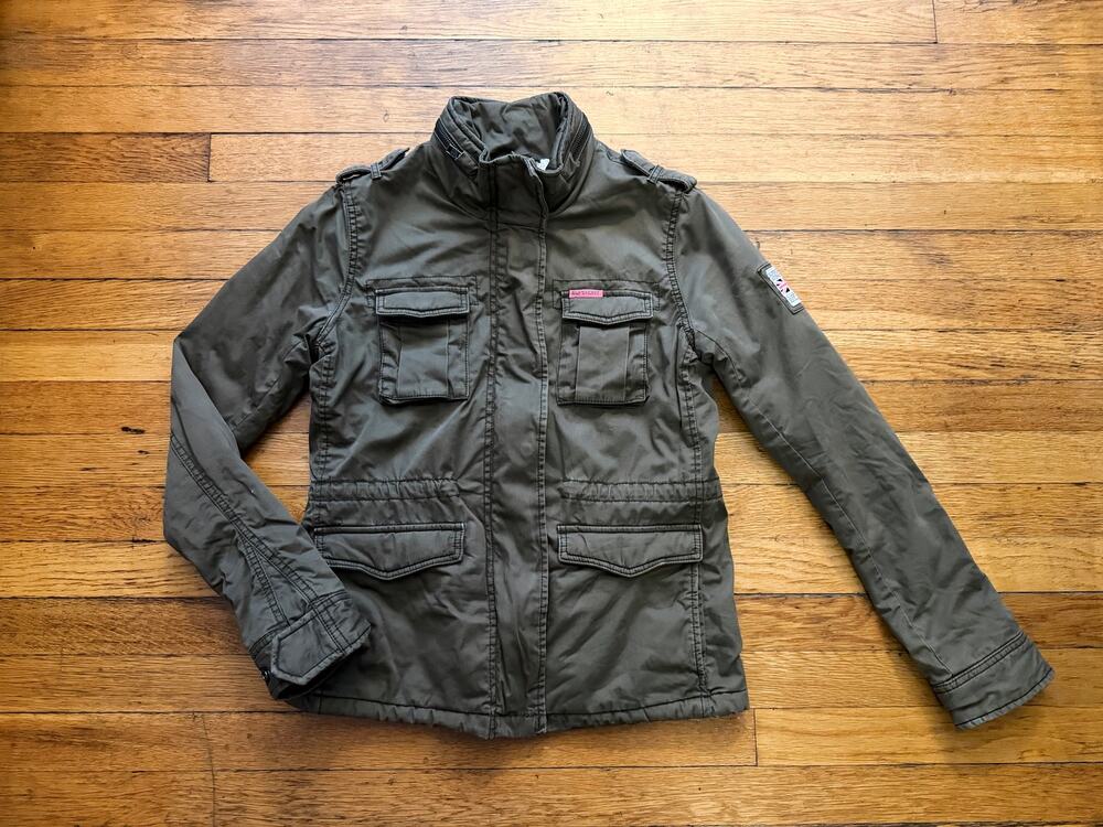 SUPERDRY Green Thick-Lined Military Utility Jacket Womens sz S (fits like sz XS)